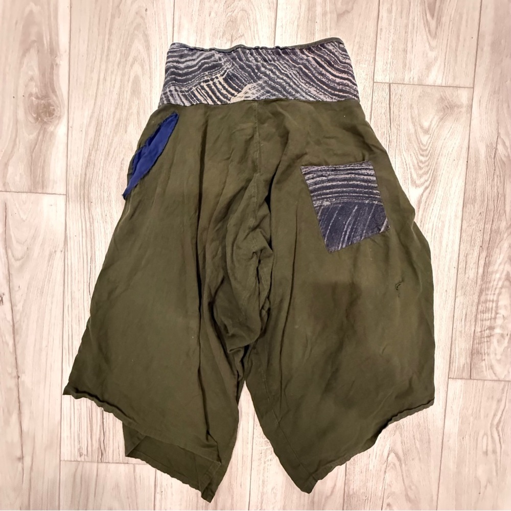 Original Harem Stylish Green and Blue Wide Leg Pants with Unique Design